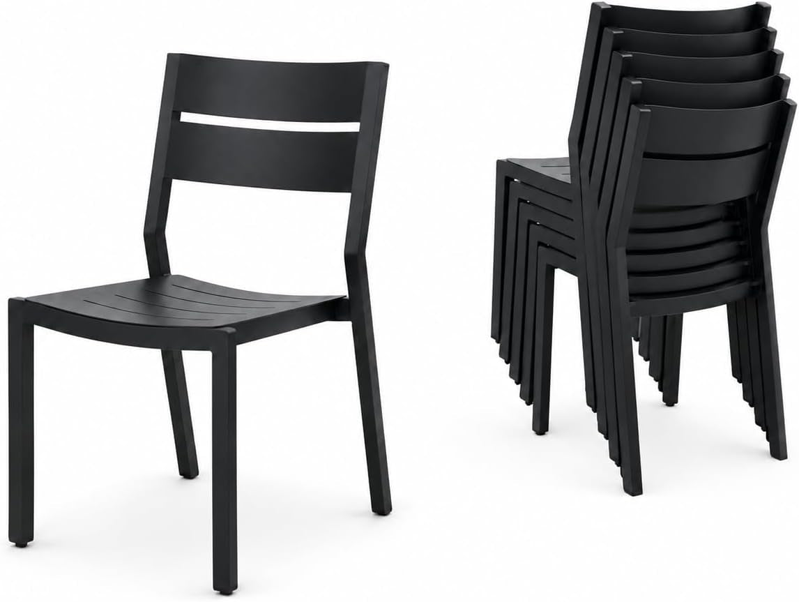 Lightweight Stackable Aluminum Outdoor Dining Chairs｜Weather‑Resistant Space‑Saving Patio Armchairs for Backyard Deck Balcony 🌾