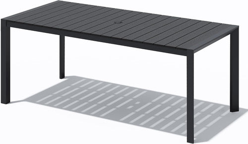 71.4 Inch Rectangular Outdoor Dining Table｜Rust‑Proof Aluminum Frame, WPC Wood‑Like Tabletop, Adjustable Umbrella Hole, Seats 4‑6 for Patio Deck Garden 🌿