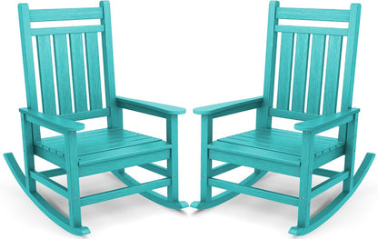 Oversized Single HDPE Outdoor Rocking Chair｜Ergonomic High‑Back Porch Rocker, Weather‑Resistant for Lawn Patio Deck 🍂