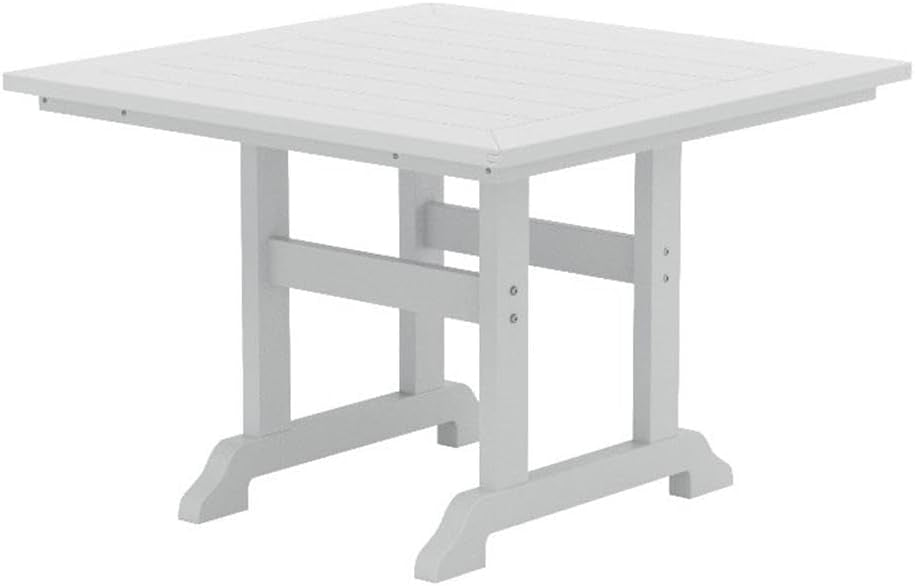 43 Inch Square HDPE Outdoor Dining Table｜Weather‑Proof Slatted Patio Table with Umbrella Hole for Backyard Deck Garden 🌼