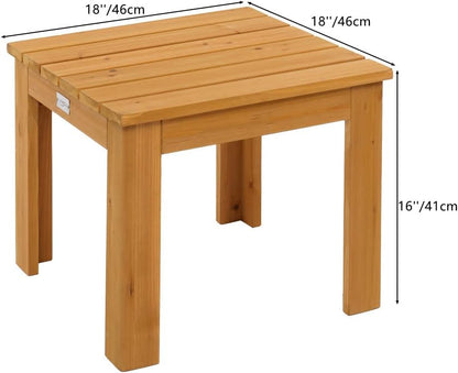 Square Solid Fir Wood Outdoor Side Table｜Weather‑Friendly Patio End Table for Garden Poolside Balcony 🪑
