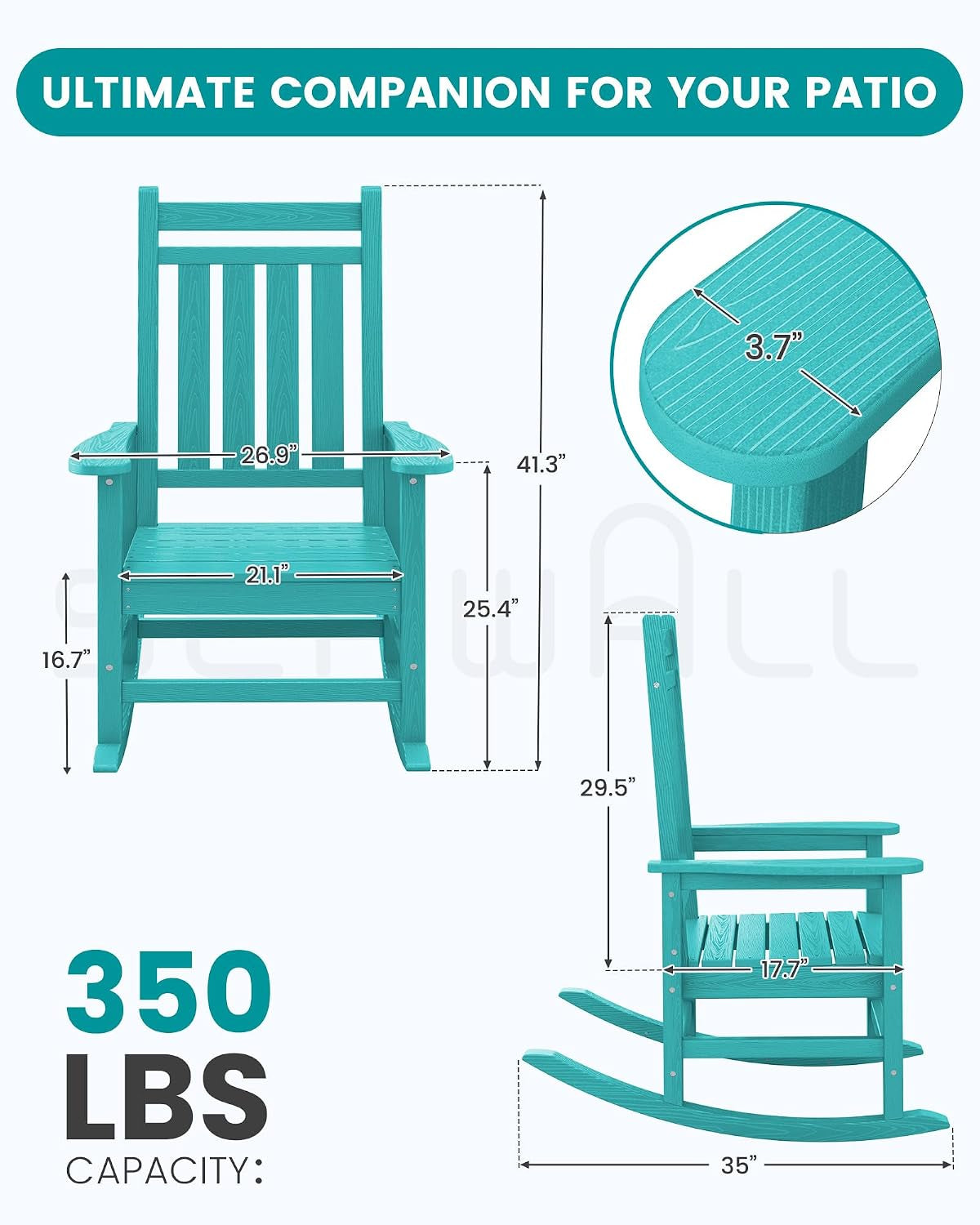 Oversized Single HDPE Outdoor Rocking Chair｜Ergonomic High‑Back Porch Rocker, Weather‑Resistant for Lawn Patio Deck 🍂