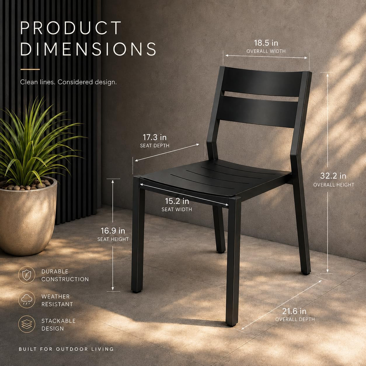Lightweight Stackable Aluminum Outdoor Dining Chairs｜Weather‑Resistant Space‑Saving Patio Armchairs for Backyard Deck Balcony 🌾