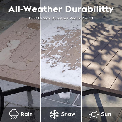 37.8 Inch Square Metal Outdoor Dining Table｜4‑Person Patio Table with Adjustable Umbrella Hole, Rust‑Resistant for Garden Backyard 🪑