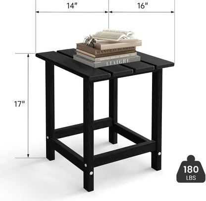 Square Recycled HDPE Outdoor End Table｜Weather‑Proof Multi‑Purpose Side Table for Patio Pool Balcony 🖤