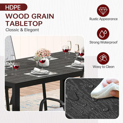59.1 Inch Rectangular Outdoor Patio Dining Table｜Wood‑Like HDPE Slat Top, Galvanized Rust‑Proof Metal Frame, Seats 6 🖼️