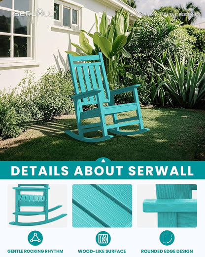 Oversized Single HDPE Outdoor Rocking Chair｜Ergonomic High‑Back Porch Rocker, Weather‑Resistant for Lawn Patio Deck 🍂