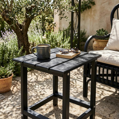 Square Recycled HDPE Outdoor End Table｜Weather‑Proof Multi‑Purpose Side Table for Patio Pool Balcony 🖤