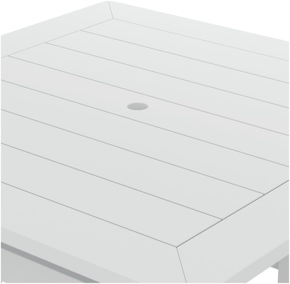 43 Inch Square HDPE Outdoor Dining Table｜Weather‑Proof Slatted Patio Table with Umbrella Hole for Backyard Deck Garden 🌼