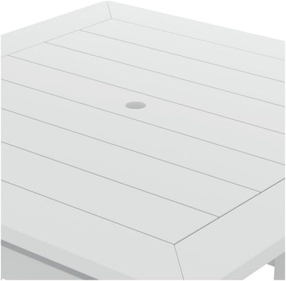 43 Inch Square HDPE Outdoor Dining Table｜Weather‑Proof Slatted Patio Table with Umbrella Hole for Backyard Deck Garden 🌼