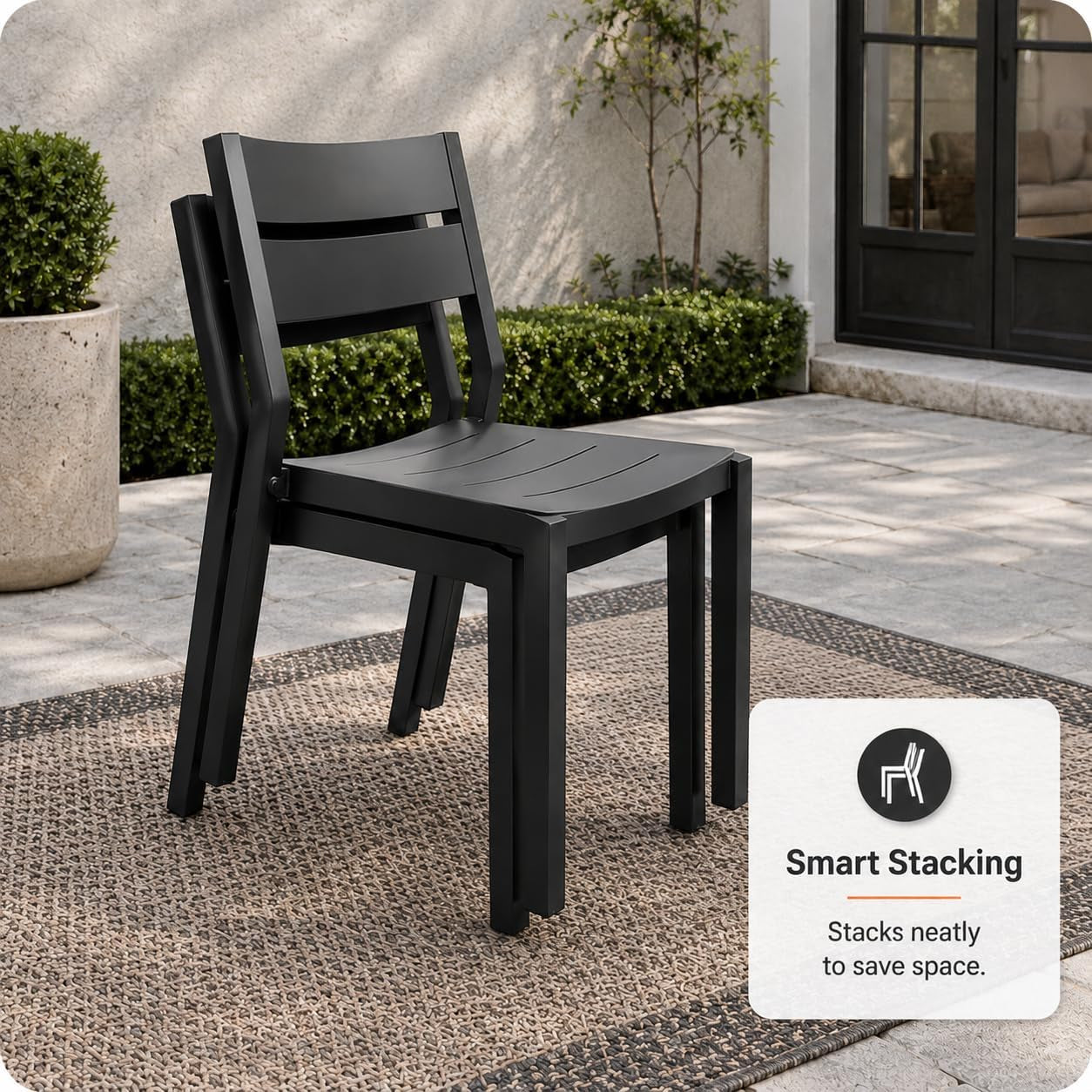 Lightweight Stackable Aluminum Outdoor Dining Chairs｜Weather‑Resistant Space‑Saving Patio Armchairs for Backyard Deck Balcony 🌾