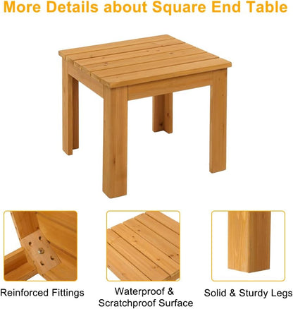 Square Solid Fir Wood Outdoor Side Table｜Weather‑Friendly Patio End Table for Garden Poolside Balcony 🪑