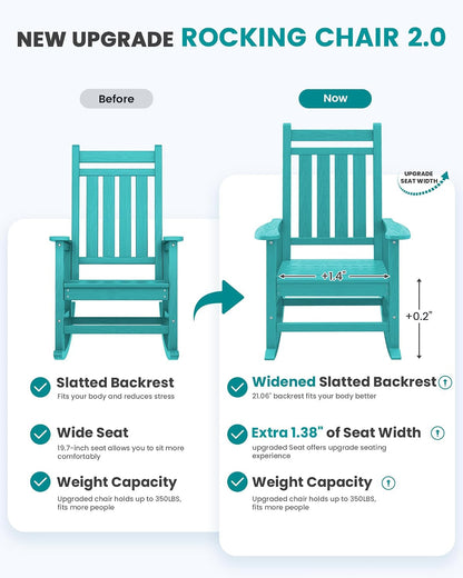 Oversized Single HDPE Outdoor Rocking Chair｜Ergonomic High‑Back Porch Rocker, Weather‑Resistant for Lawn Patio Deck 🍂