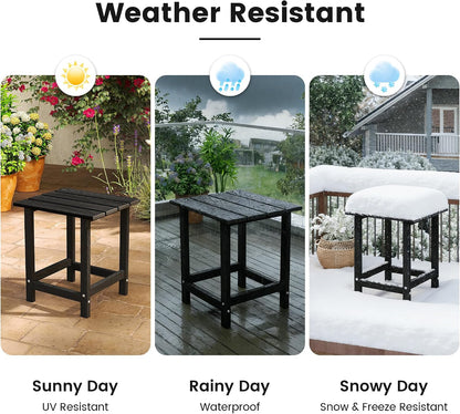 Square Recycled HDPE Outdoor End Table｜Weather‑Proof Multi‑Purpose Side Table for Patio Pool Balcony 🖤