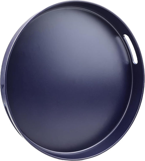 13‑Inch Round Decorative Serving Tray with Handles｜Multi‑Use Ottoman Tray for Coffee Table Patio & Entertaining