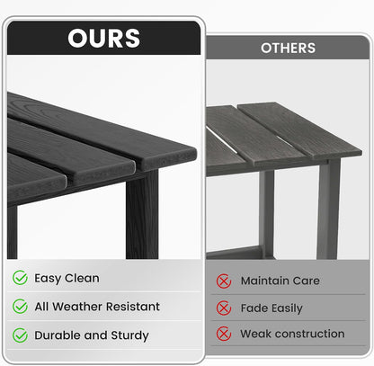 Square Recycled HDPE Outdoor End Table｜Weather‑Proof Multi‑Purpose Side Table for Patio Pool Balcony 🖤
