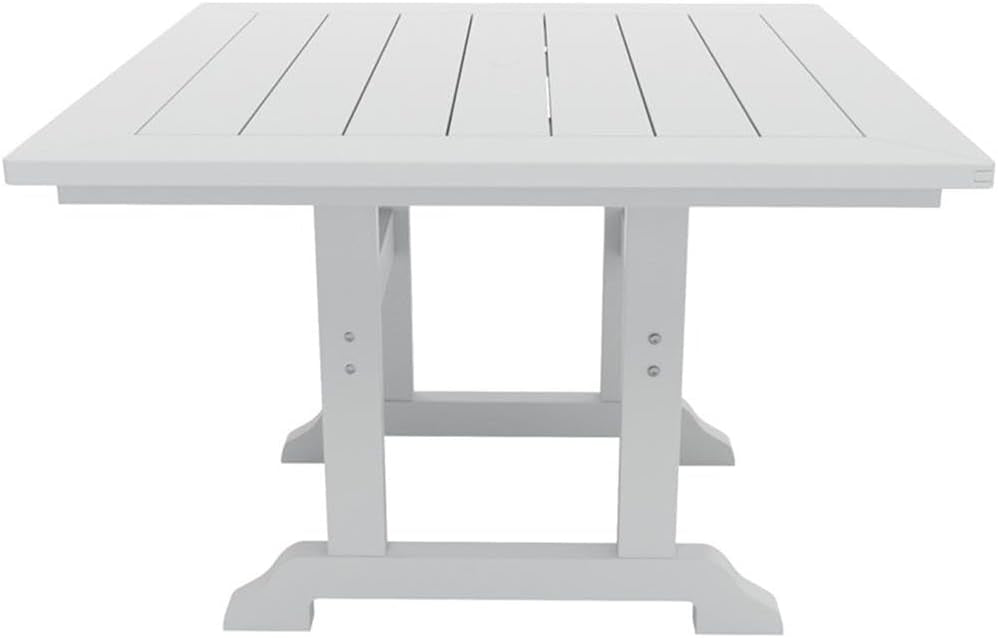 43 Inch Square HDPE Outdoor Dining Table｜Weather‑Proof Slatted Patio Table with Umbrella Hole for Backyard Deck Garden 🌼