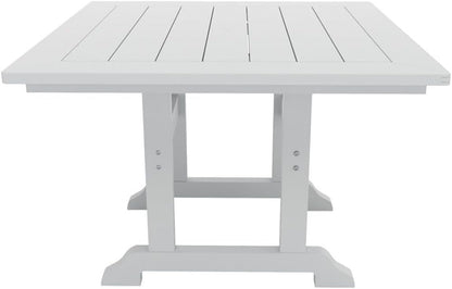 43 Inch Square HDPE Outdoor Dining Table｜Weather‑Proof Slatted Patio Table with Umbrella Hole for Backyard Deck Garden 🌼
