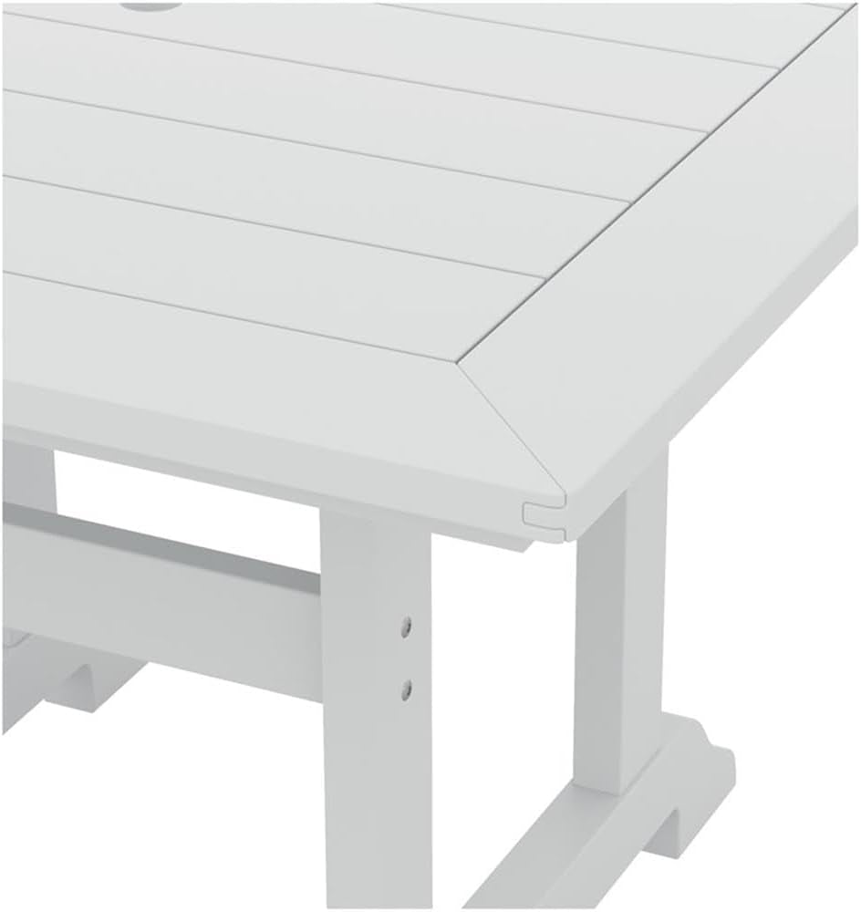 43 Inch Square HDPE Outdoor Dining Table｜Weather‑Proof Slatted Patio Table with Umbrella Hole for Backyard Deck Garden 🌼