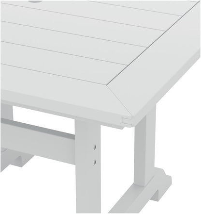 43 Inch Square HDPE Outdoor Dining Table｜Weather‑Proof Slatted Patio Table with Umbrella Hole for Backyard Deck Garden 🌼